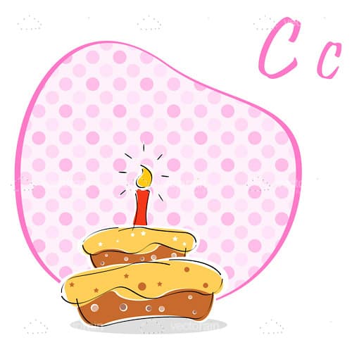 Illustrated Cake on an Abstract Pink Background